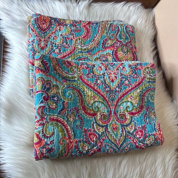 New Lake Boho Moroccan Bedspread Quilt Sham Set Reversible Coverlet Size Queen - Picture 10 of 14